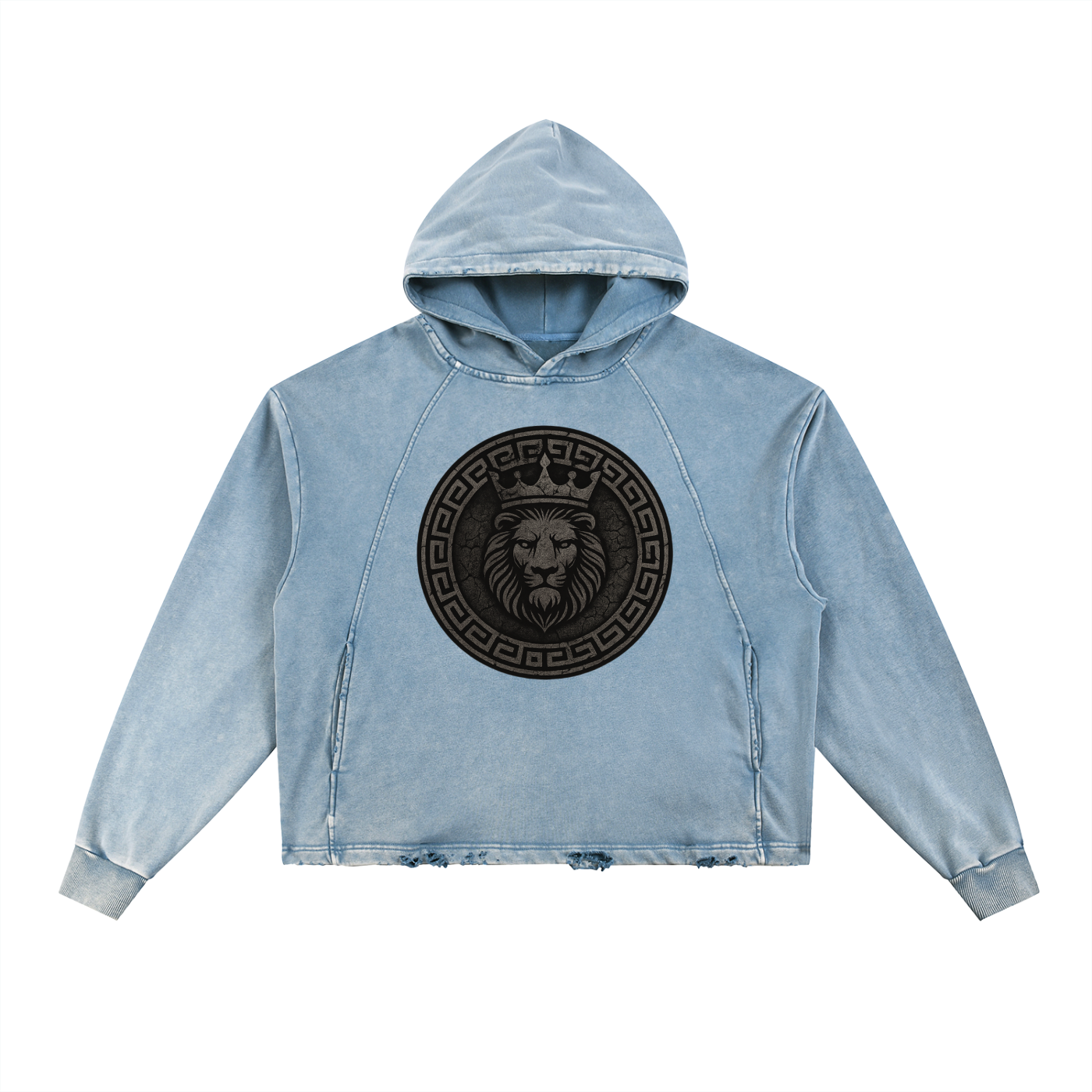 Vintage Washed Frayed-Hem Hoodie