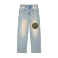 Sun Fade Raw Hem Denim Jeans