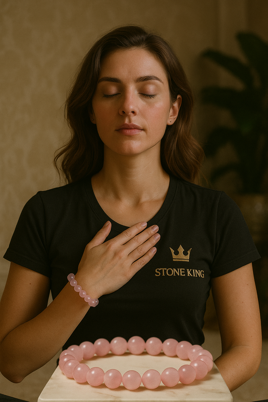 Round Stone Rose Quartz Bracelet