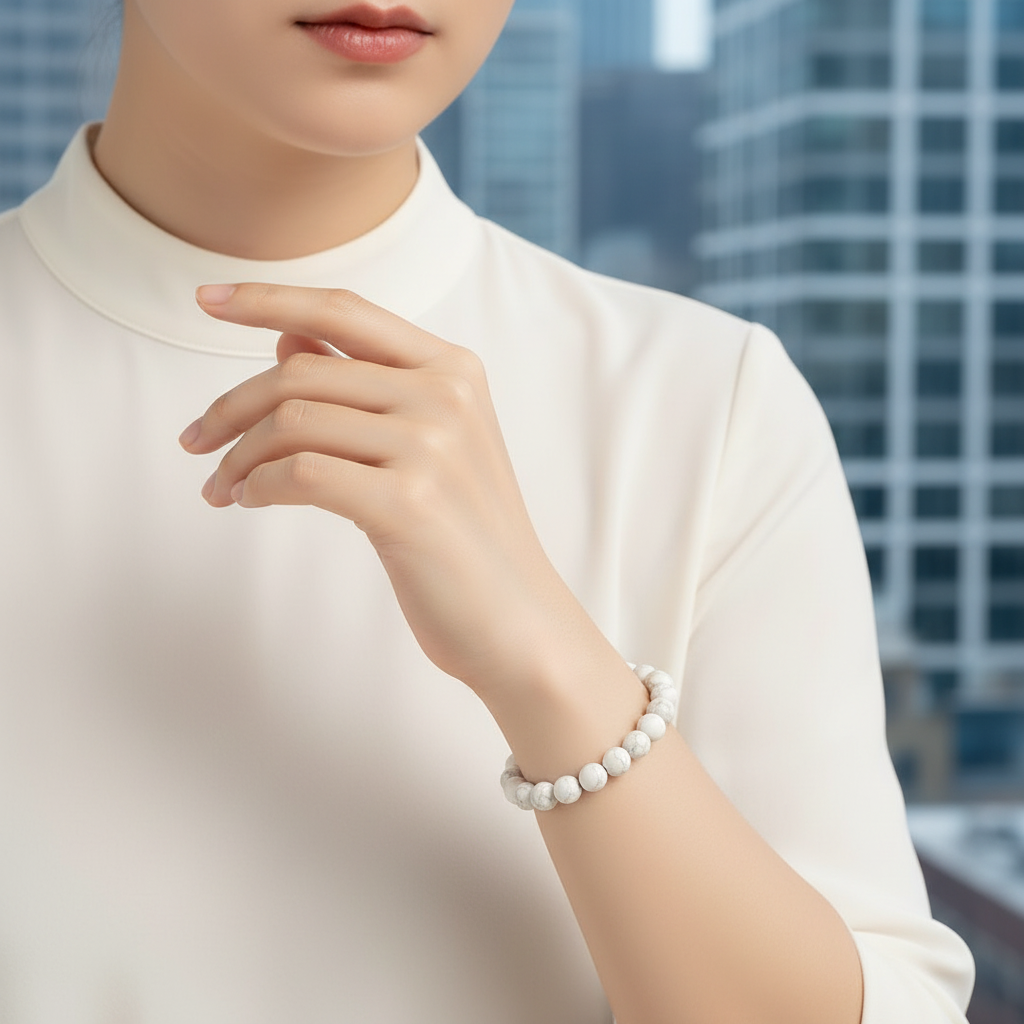 Round Stone White Howlite Bracelet