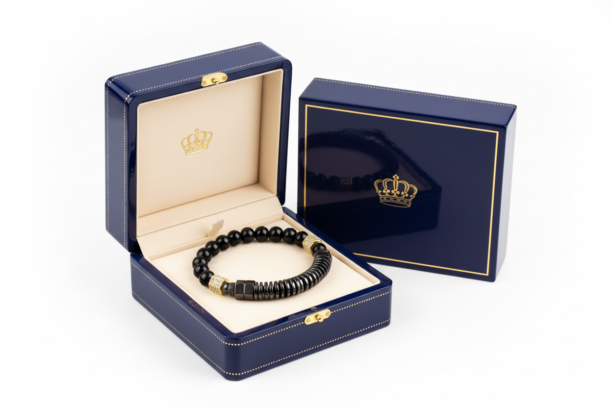 Black Onyx (gloss) + Hematite Bracelet