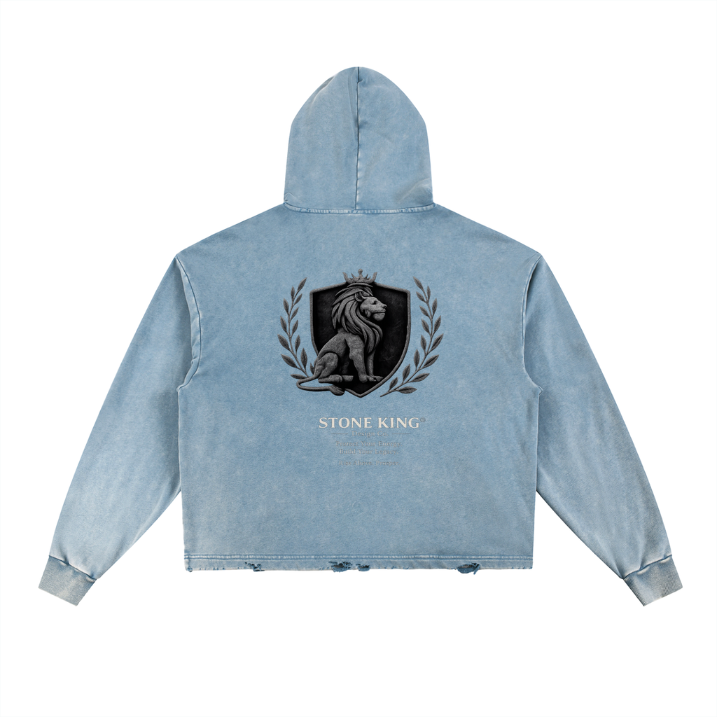 Vintage Washed Frayed-Hem Hoodie