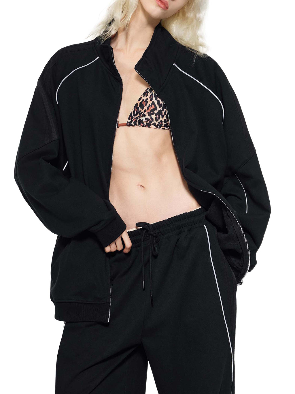 Reflection Striped Raglan Sleeve  Jacket